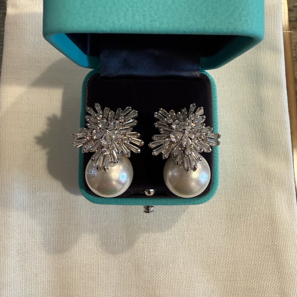 BHLDN Silver and Pearl Cluster Earrings